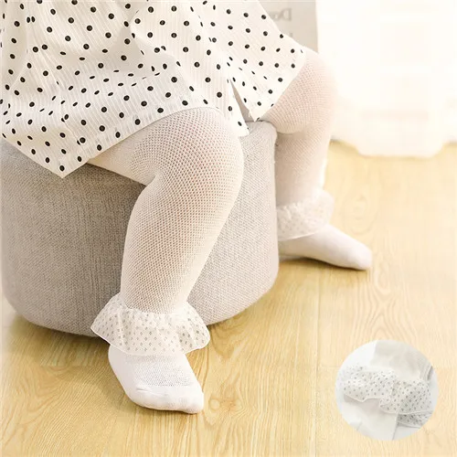 white dot Колготки для малышей трикотажные колготки для новорожденных девочек; Летние Стильные колготки с цветочным рисунком для маленьких девочек; Новинка года - Цвет: white dot