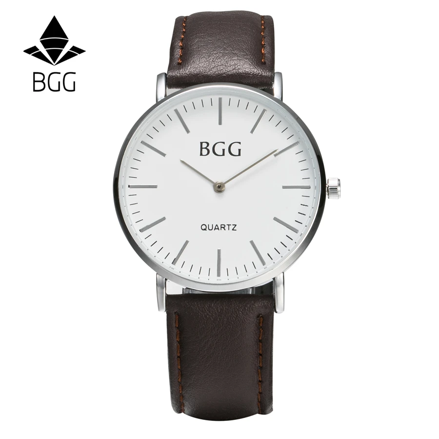 Ультра тонкие Классические повседневные кварцевые часы из натуральной кожи