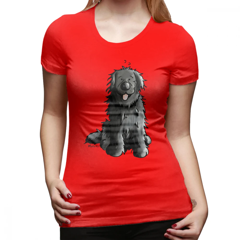 Newfoundland Dog футболка Черная Newfoundland Dog мультяшная футболка с коротким рукавом 100 хлопчатобумажная женская футболка с круглым вырезом Женская футболка - Цвет: Красный