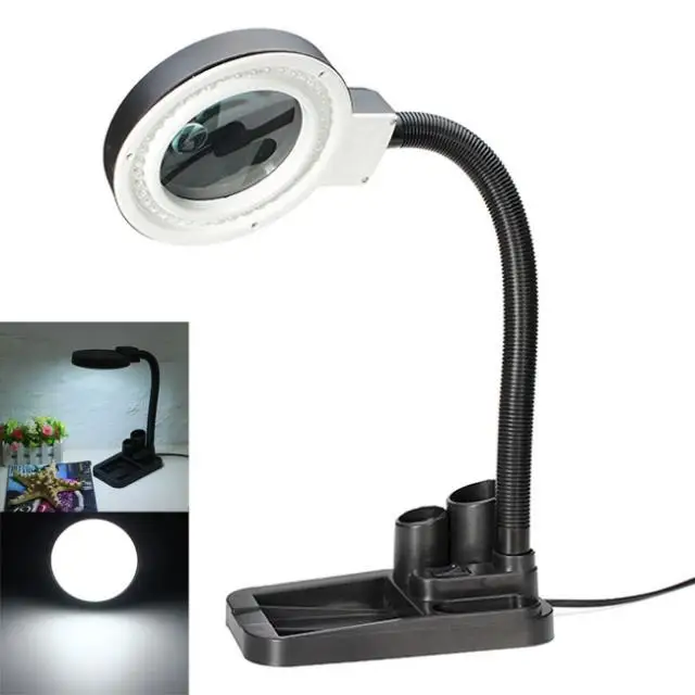 

Household Lamp Magnifying Crafts Glass Desk Lamp With 5X & 10X Magnifier With 40 LED Lighting Black Home/Office Study Lighting