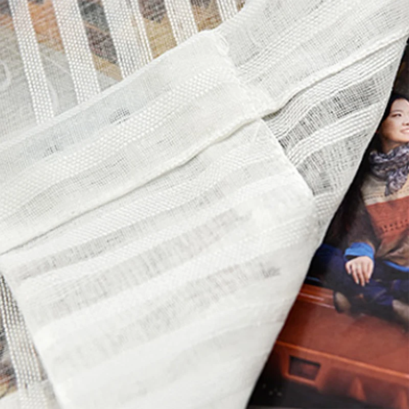 Ткань в белую полоску блестящая вуаль для гостиной спальни льняная ткань