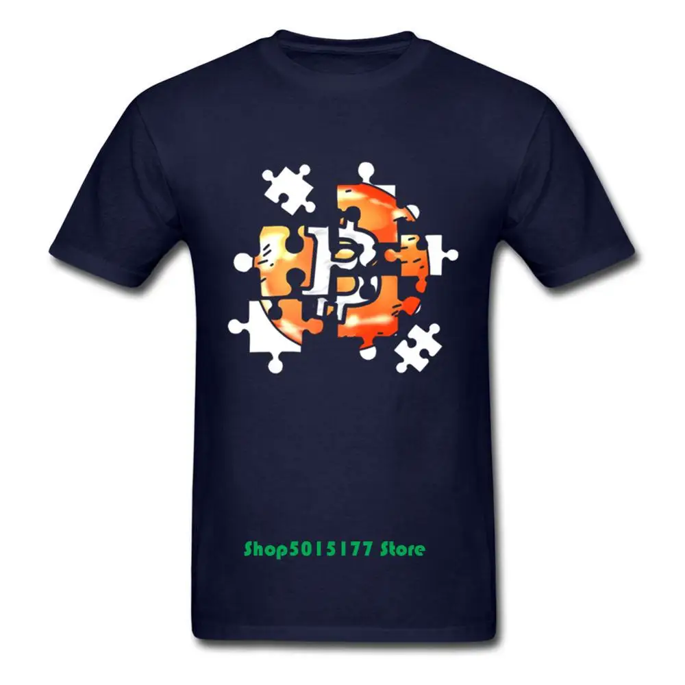 Модная мужская футболка с принтом Мужская брендовая Биткойн головоломка BTC Blockchain