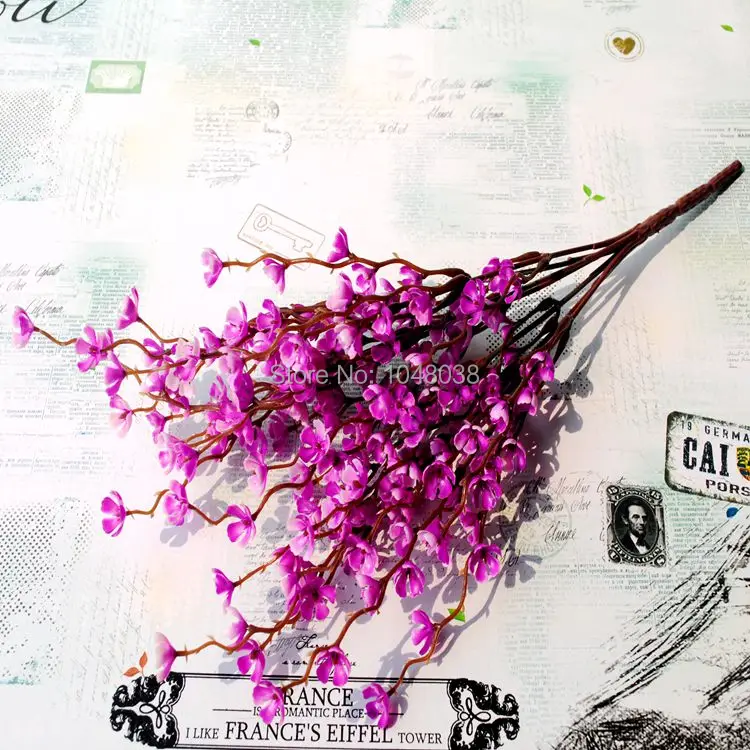 Яркий 7 филиалов домашний Цветочный декор искусственные в виде сливовых цветов