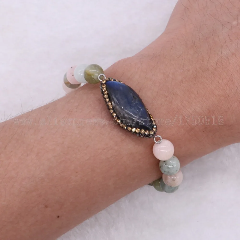 Браслеты из камня Моргана ручной работы с бусинами Лабрадорита бесплатно