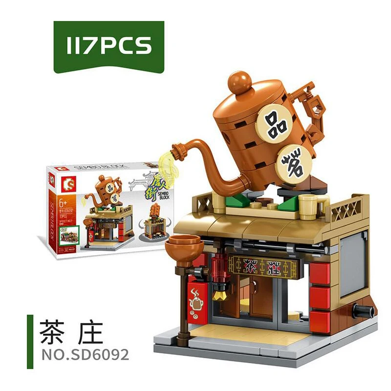 Совместимость с legoed Architecture candy pizza Китайский кунг фу чай KTV Сычуань Ресторан