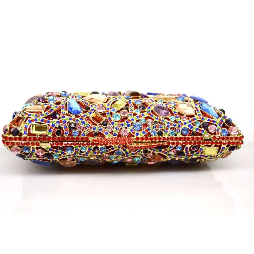 Золотая Сумка клатч женская вечерняя сумка со стразами и кристаллами кошелек для