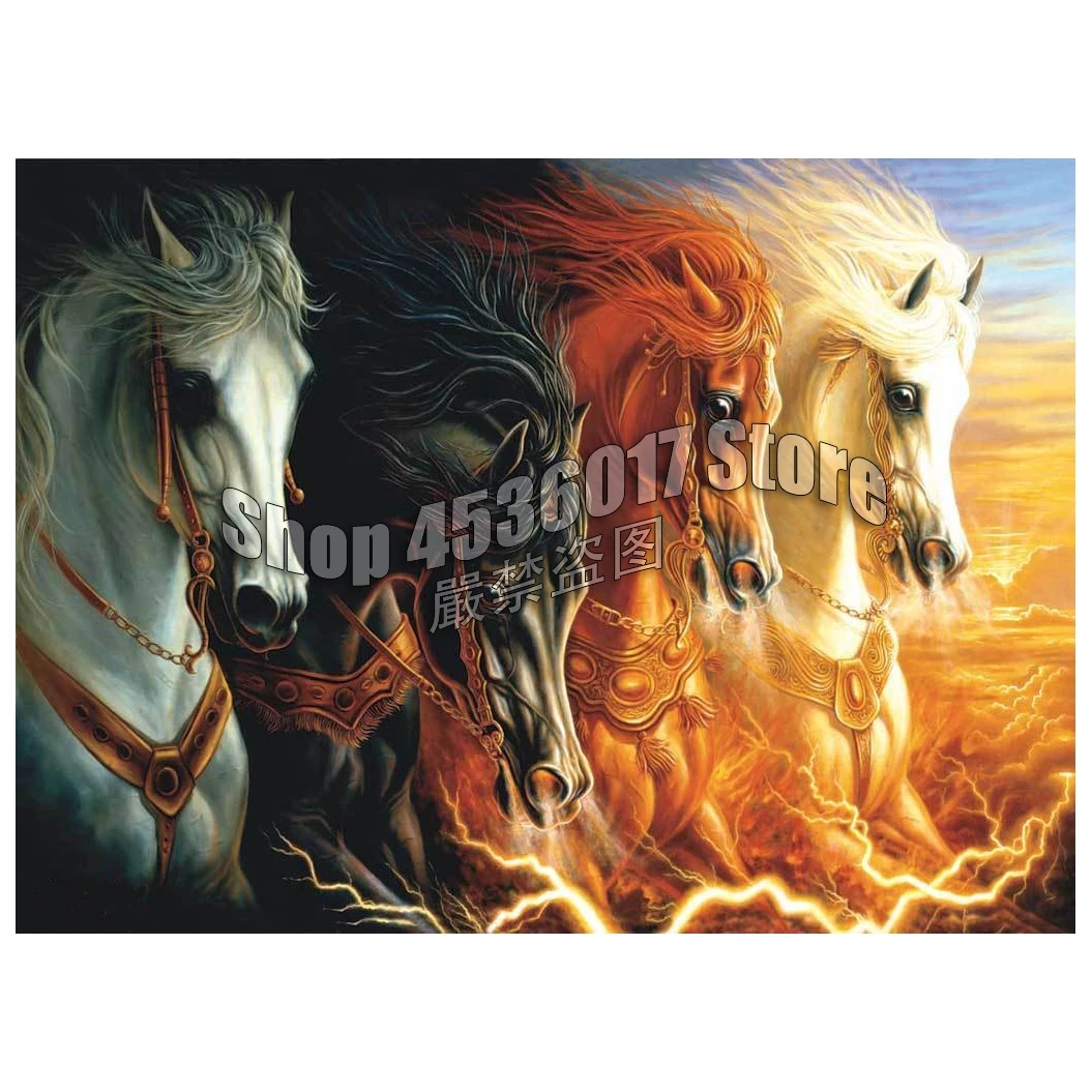 

Diy Diamond Painting 4 Horses Of The Apocalypse Cross Stitch Mosaic Diamond Embroidery Religious Full Rhinestone Home Decor