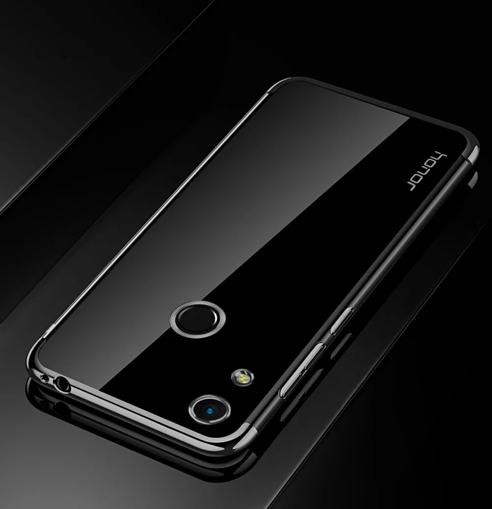 Черный Чехол MUCHI для Huawei Honor 8A Pro, роскошный чехол с лазерным покрытием, мягкая прозрачная задняя крышка для Honor 8A Pro JAT-LX1, чехлы для телефонов - Цвет: Черный