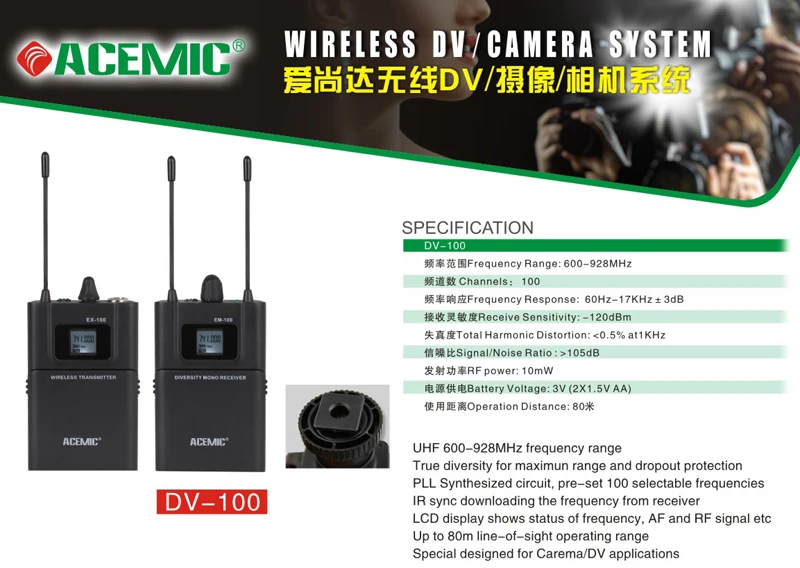 ENG/EFP Беспроводная DSLR камера микрофонная система для письма сбора новости
