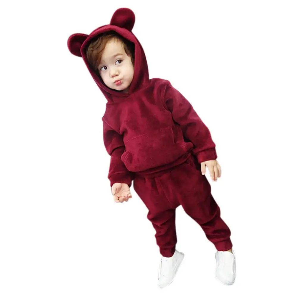 Kidlove мальчик девочки Дети Одежда наборы pleuche осень топы кофты полной длины