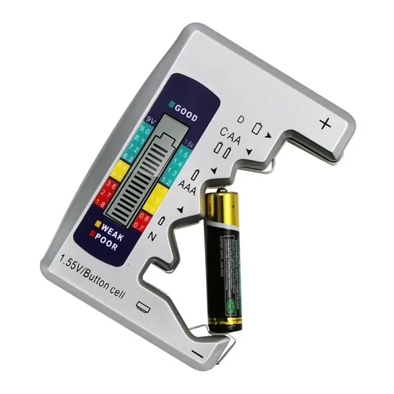 Цифровой тестер емкости аккумуляторов детектор C/D/N/AA/AAA/9V 6F22/1 55 V | Инструменты