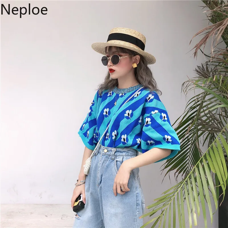 Женские трикотажные футболки Neploe Ice летние с круглым вырезом и коротким рукавом