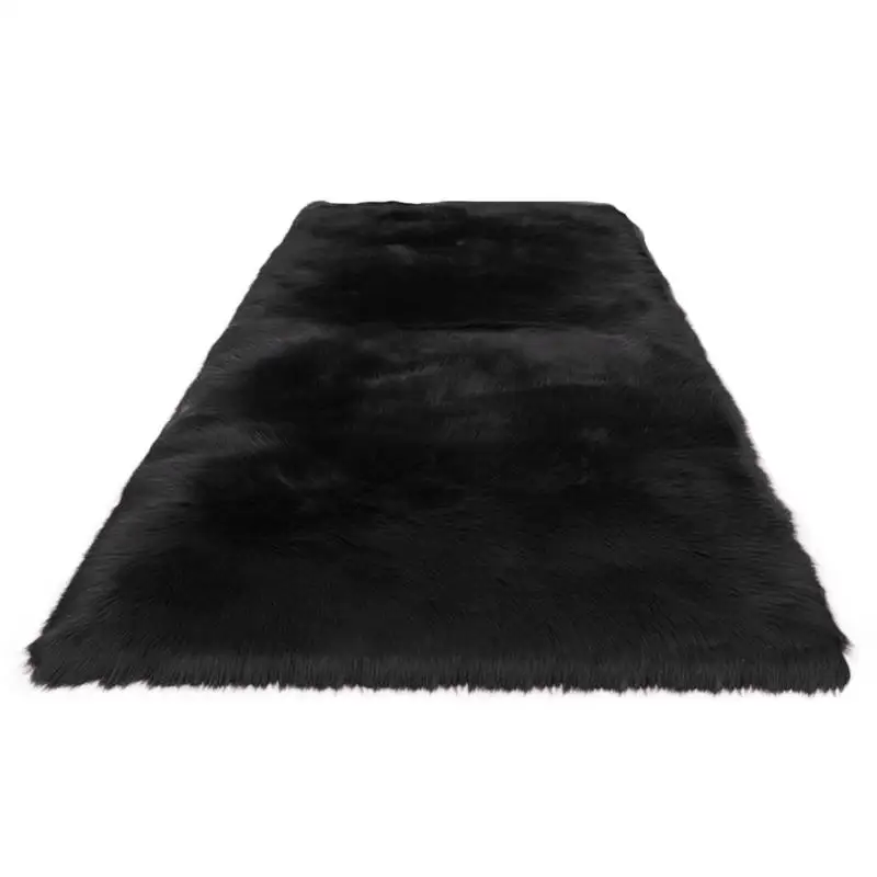Black 60*120 Белые Шерстяные прикроватные ковры для спальни, коврики из искусственной шерсти, плавающие оконные коврики с длинными волосами для гостиной, оконные коврики - Цвет: Black