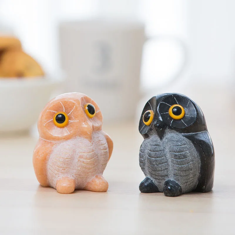 

Cute Owl Mascots Ornament Animal Statue home decoration accessories stone figurines blessing gift Granite totem Lucky charm