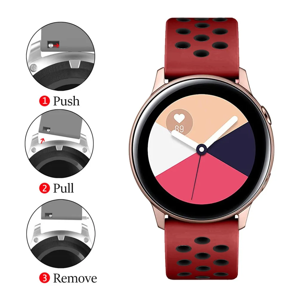 Силиконовый ремешок для часов samsung Galaxy Watch Active Band gear S2 Classic Sport 20 мм Galaxy Watch 42 мм Quick Release Watch Band