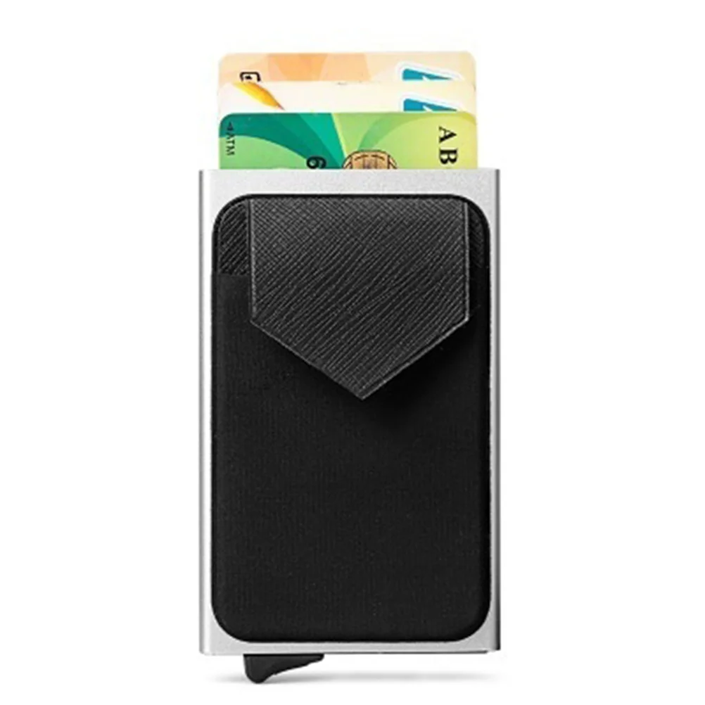 Унисекс Алюминиевый RFID блокирующий кошелек с задним карманом ID держатель для карт мини тонкий кошелек автоматический всплывающий кошелек для кредитных карт - Цвет: Серебристый