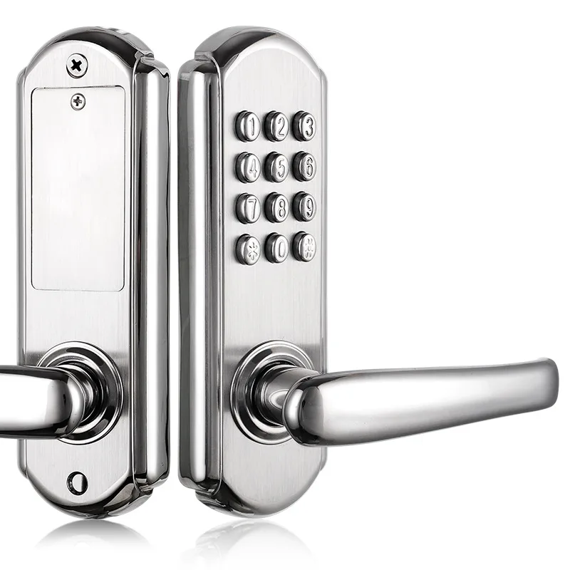 Silver Waterproof Mechanical Digital Door Lock Push Button Keypad Keyless Code Combination Lock Set Intelligent Smart Door Lock - Цвет: Silver