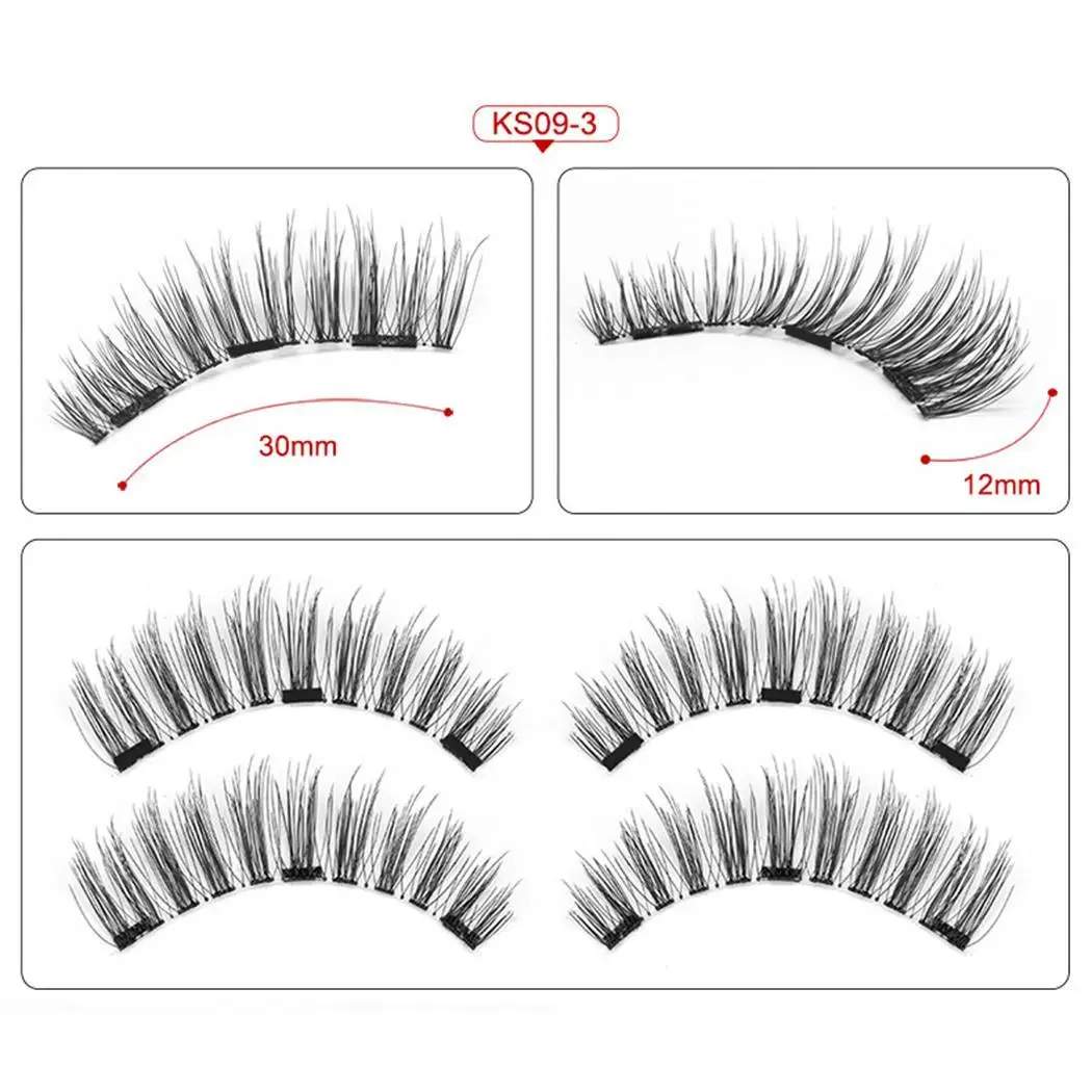 Magnetic False Eyelashes Sticky-free Handmade Black China Beauty Synthetic Material | Красота и здоровье