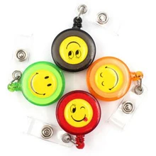 30pcs/lot Smiling Face Retractable Pull Key ID Card Clip ID Badge Lanyard Name Tag Card Holder School Office Company Papelaria