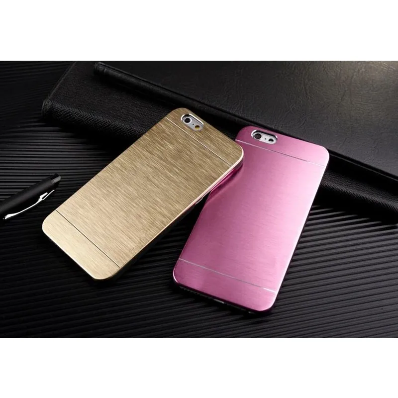 OUJINUO metal wire drawing phone cases for iphone 7 8 6 6s plus 5 5s SE brushed back cover coque |
