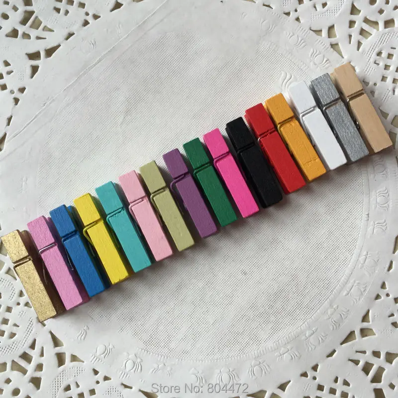 Цветные подарки Деревянные прищепки баннеры зажимы 35 мм | (500 шт./лот) деревянное