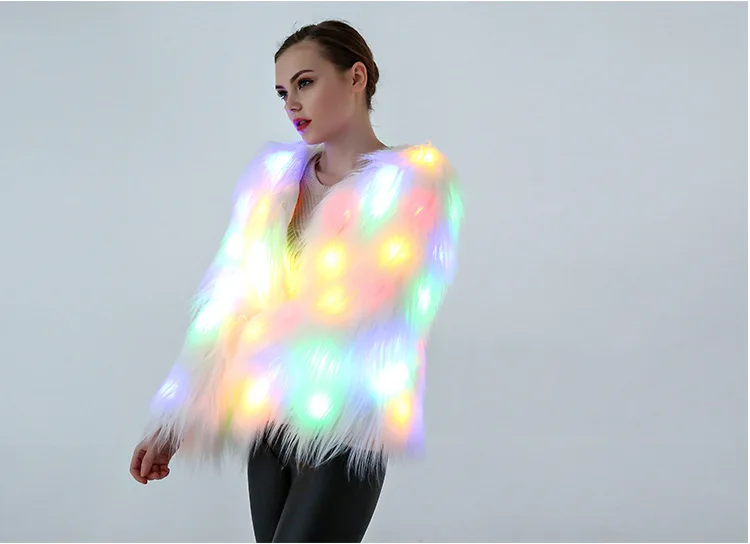 Женские Искусственный мех светодиодные фонари РАДУГА Цвета Рождество Косплэй