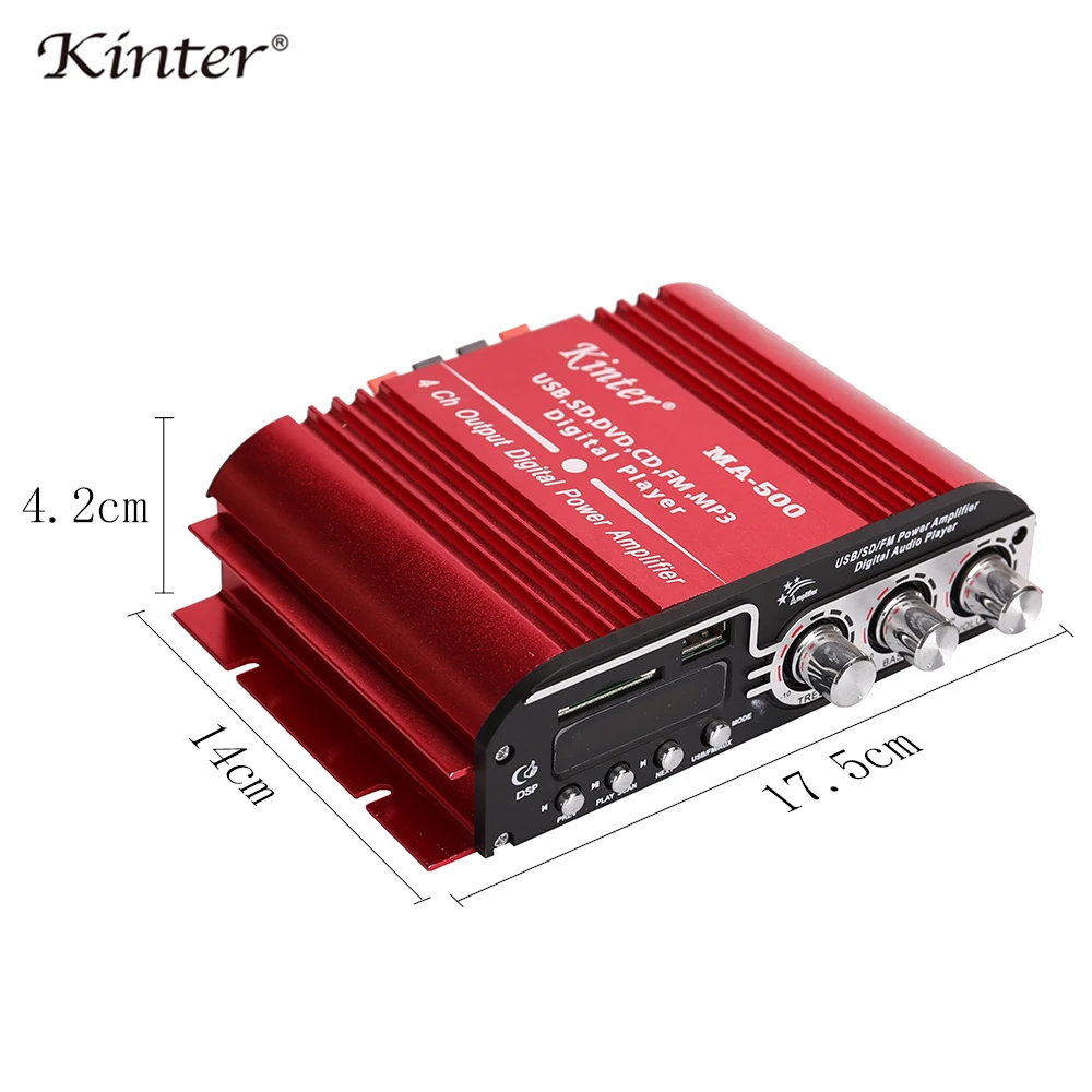 Kinter MA 500 аудио усилитель 4.0CH 30 Вт tda 7377 USB SD FM радио mp3 вход воспроизведение стерео