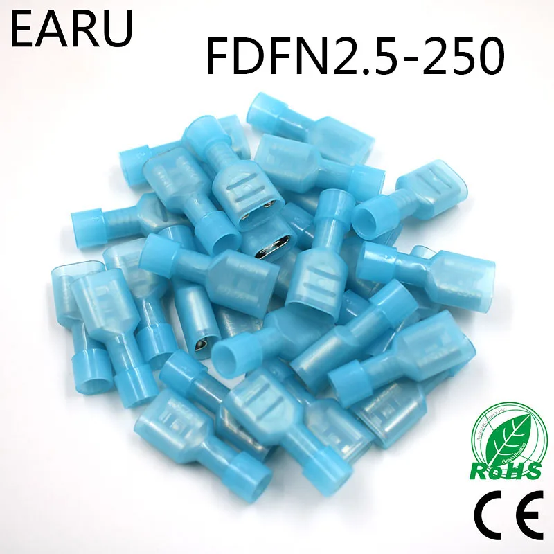 FDFN2-250 нейлоновый латунный женский изолированный лопатка соединительный кабель