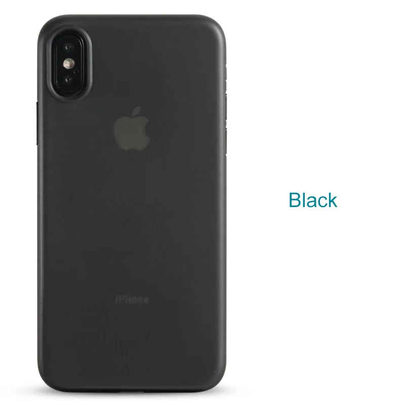 BLACK 0,3 мм ультра тонкий чехол для телефона для iPhone 6, 6s, 7, 8 Plus, X, Xs, Max, Xr, прозрачный матовый полный Чехол, Жесткий Чехол для ПК, тонкий чехол для телефона - Цвет: BLACK
