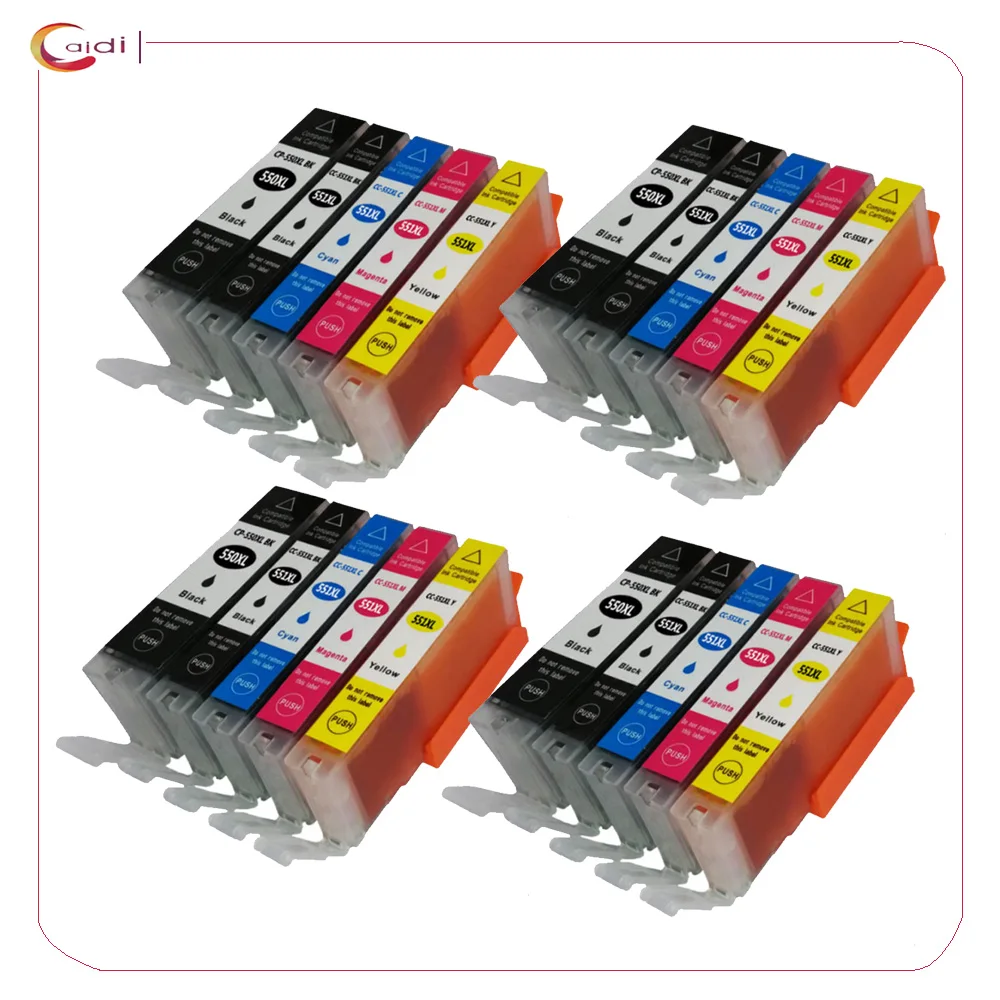 

20PCS Compatible Ink Cartridge for PGI-550XL CLI-551XL Canon PIXMA MG5400 MG5450 MG5550 MG5650 MG6450 MG6650 iP7250 iP7200