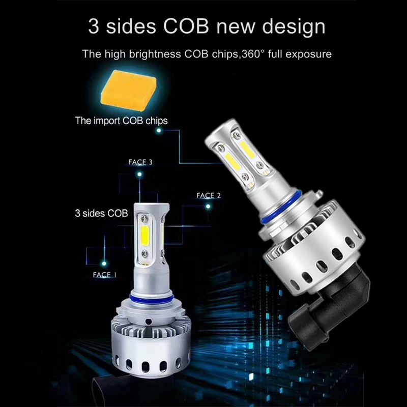 Светодиодный льные светодиодные фары H11 H7 светильник HIR2 H8 9012 HB3 9005 HB4 H1 H4 3 шт. COB