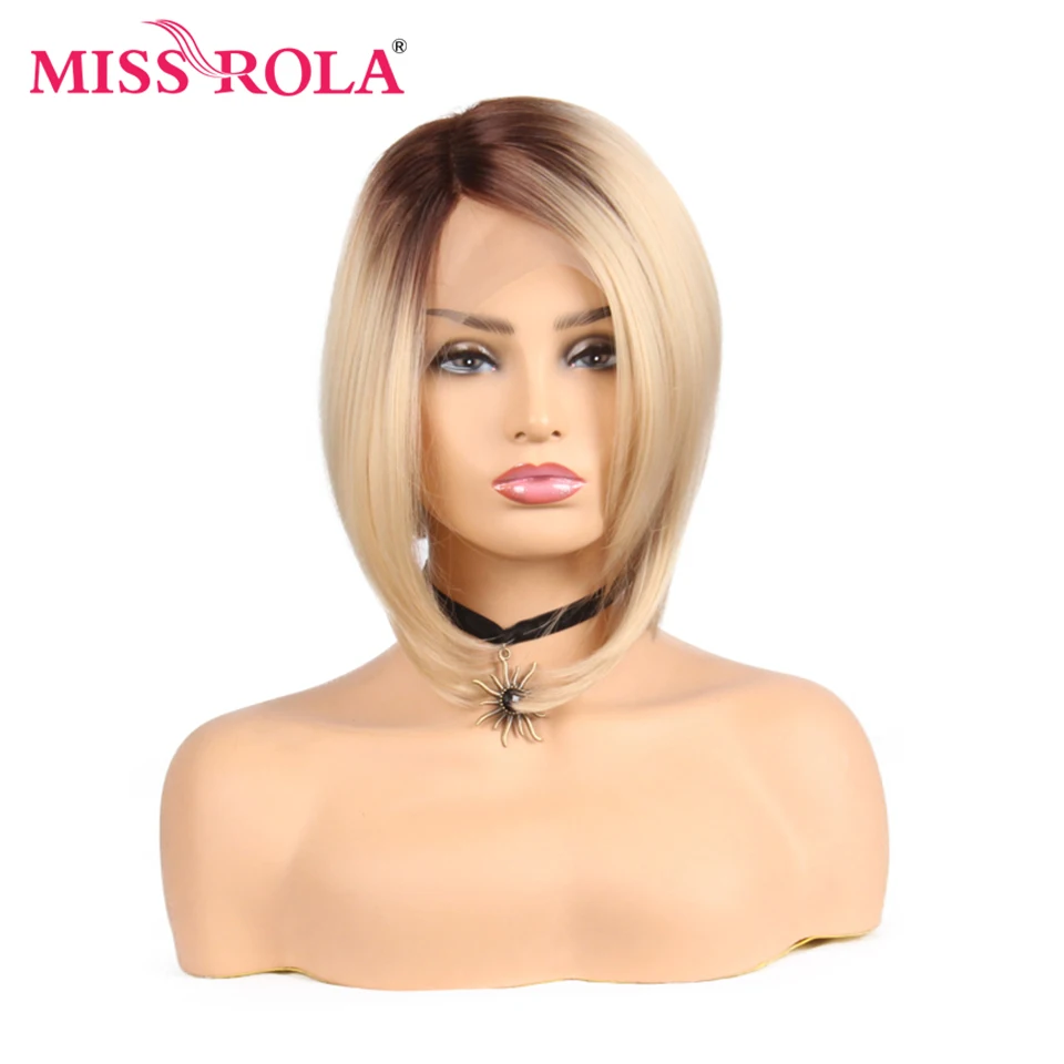 Синтетический парик Miss Rola короткий прямой с Т образным вырезом светлый цвет 150%