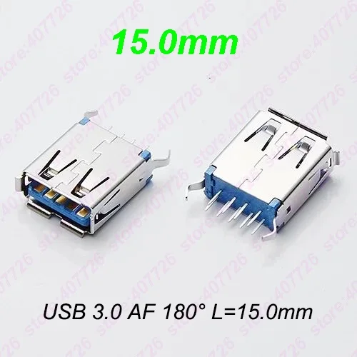 USB 3.0 AF L 15MM 10 шт. разъем USB 3,0 гнездо 180 градусов изогнутые ножки AF типа для компьютера, ноутбука, ноутбука L = 11,5 мм, 13 мм, 13,7 мм, 15 мм - Цвет: USB 3.0 AF L 15MM