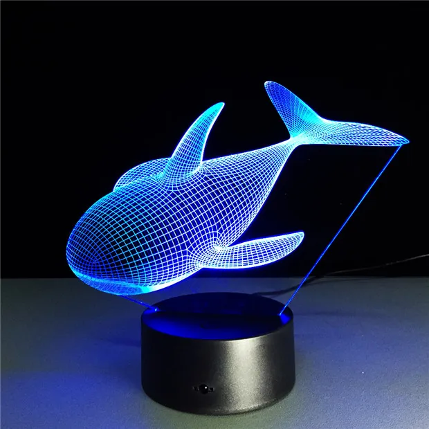 Светильник в виде симпатичного животного 7 цветов 3d-лампа Кита светодиодный