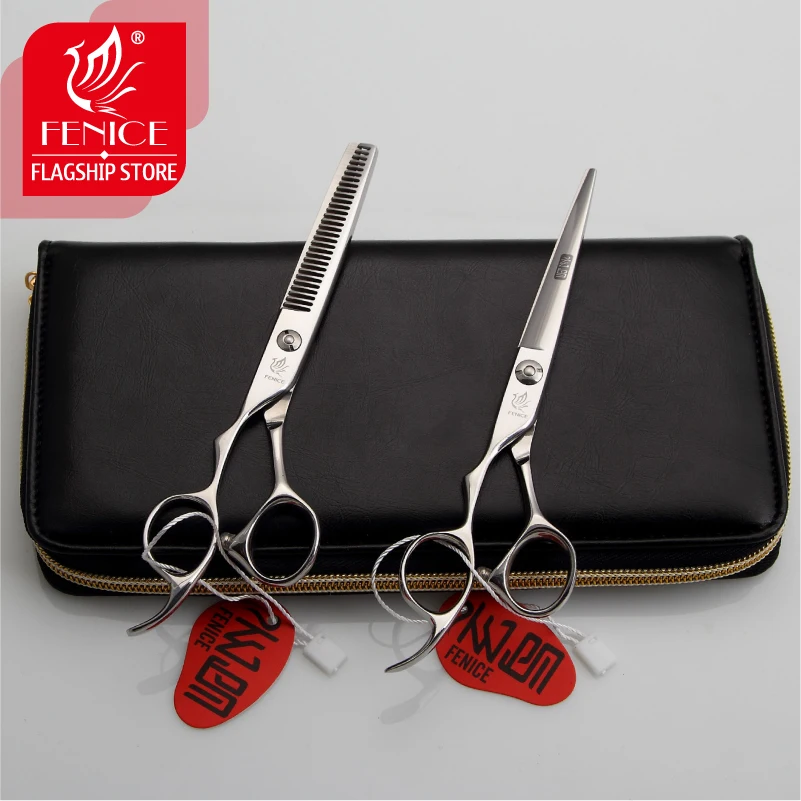 Fenice high quality JP440c 5.5 6.0 inch hair cutting thinning scissors set beauty salon left handed hairdressing scissors