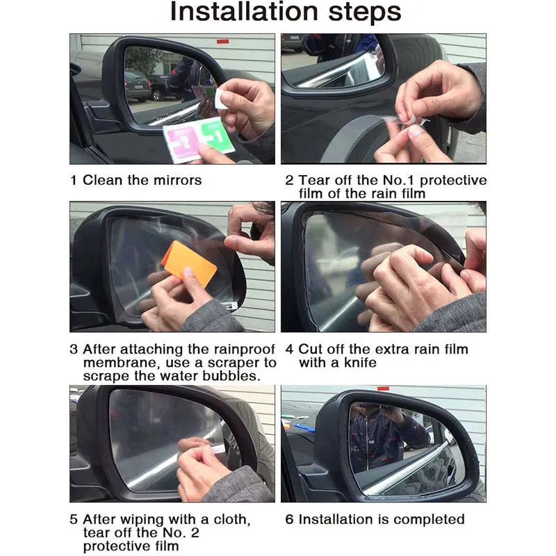 

2pcs Rainproof Car Rearview Mirror Film Sticker Anti-fog Protective Film Rain Shield Replacement