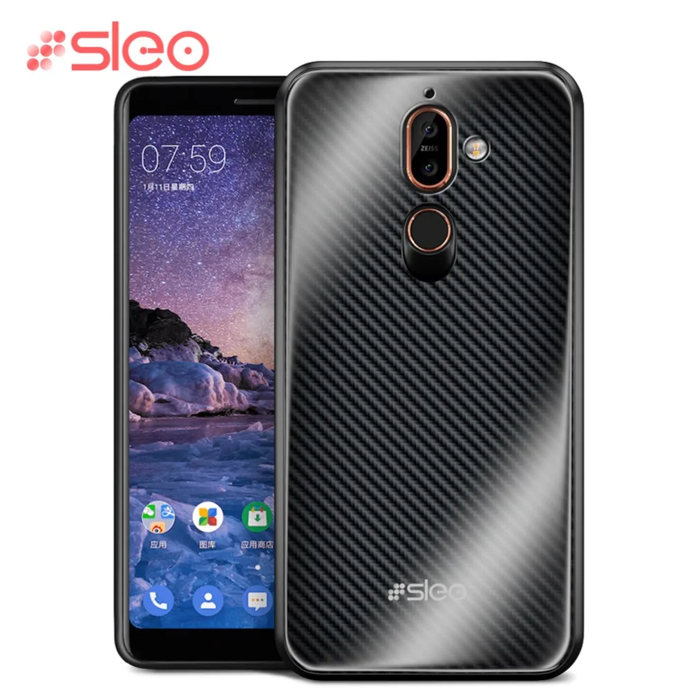 SLEO для Nokia 7 Plus защитное стекло задняя крышка плюс мягкая TPU Frame чехол телефона