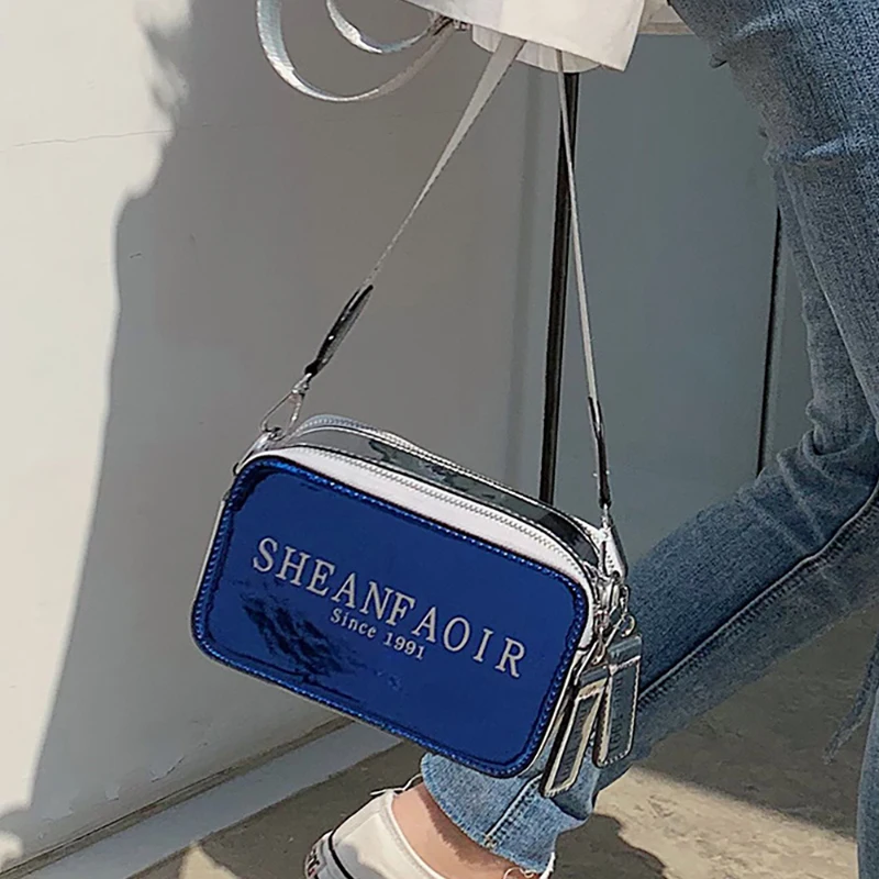 ETAILL Лазерная Серебряная Женская цепочка широкие сумки с ремнем на плечо для