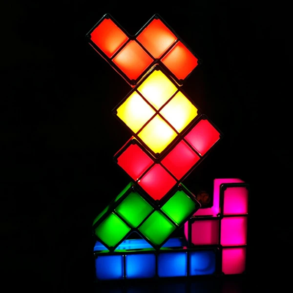 Beste DIY Intellectuele Cube Jigsaw Licht Creatieve Tafellamp LED Verlichting Tetris Lamp Bar Venster Sfeer Lamp Voor Bar Decoratie