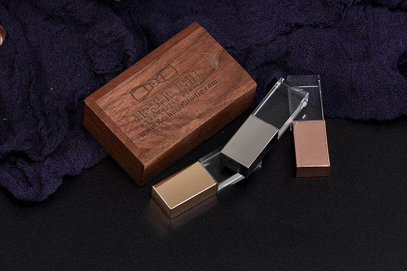 JASTER USB 2,0 флеш-накопитель 4 ГБ 8 ГБ 16 ГБ 32 ГБ 64 ГБ заказной хрустальный флеш-накопитель+ деревянная коробка usb флеш-накопитель