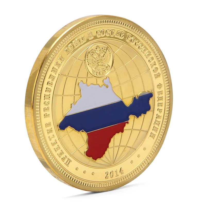 Карта Крыма с золотым покрытием, памятная монета, жетон AP16