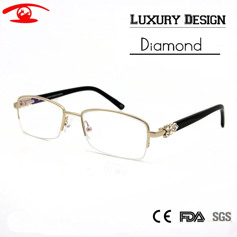 (5pcs/lot) Wholesale Luxury Diamond Glasses Women Optical Half Frame High Quality Women's Fashion Prescription Eyewear Frames