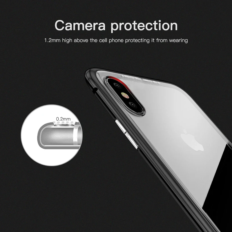 Магнитный адсорбционный чехол для iPhone X 7 8 Plus 6S 6 закаленное стекло задняя крышка