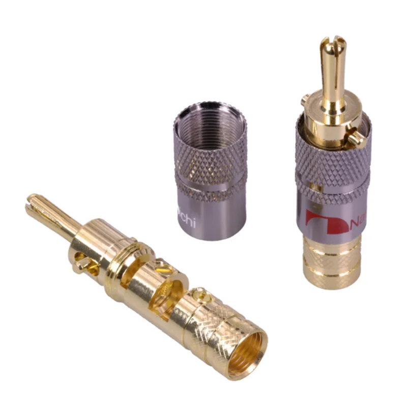 

10pcs/lot Banana Plug Wire Connector Copper Gold Plated Screw Solder-free Loudspeaker Amplifier Banana Plug Jack Terminal