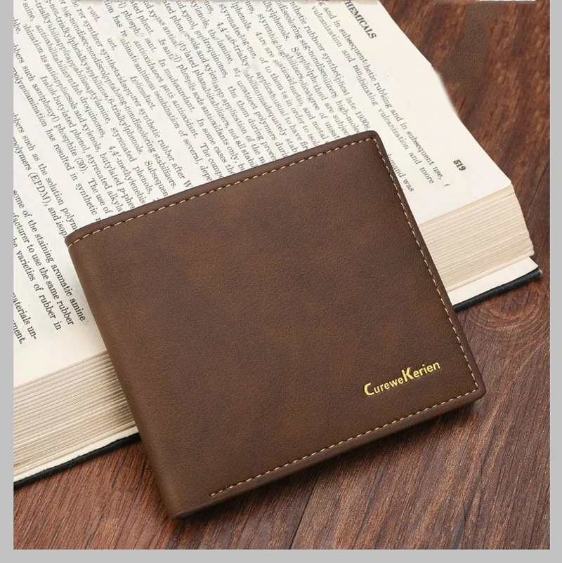 Качественные новые мужские кошельки из искусственной кожи черного цвета 2