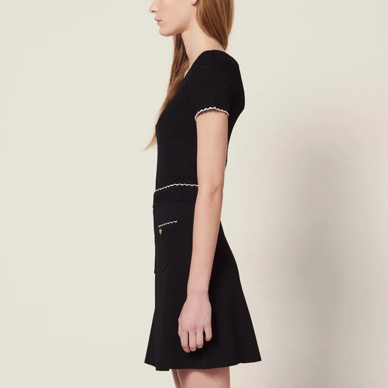 2019 Лето Новое поступление черный цвет комплект из двух предметов Женская одежда