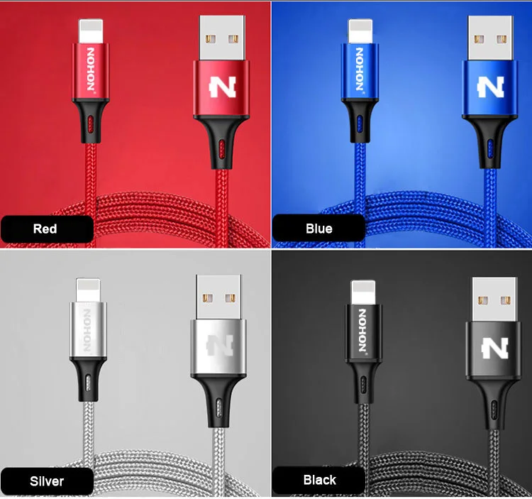 NOHON 8pin USB кабель для передачи данных для iPhone 7, 7 Plus, 6, 6 S, Plus, 5, 5S 5C подходит для iOS 10 9 8 iPad iPod Быстрый зарядный кабель для передачи данных провода