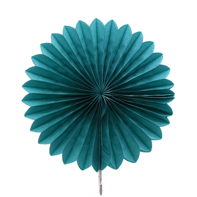 PF19 teal 1 шт. 10/15/20/25/30 см ткани Бумага вентилятор флюгеры подвешивания цветочных Изделия из бумаги для вечерние, хороший подарок на день рождения, свадьбу, украшение 8 - Цвет: PF19 teal