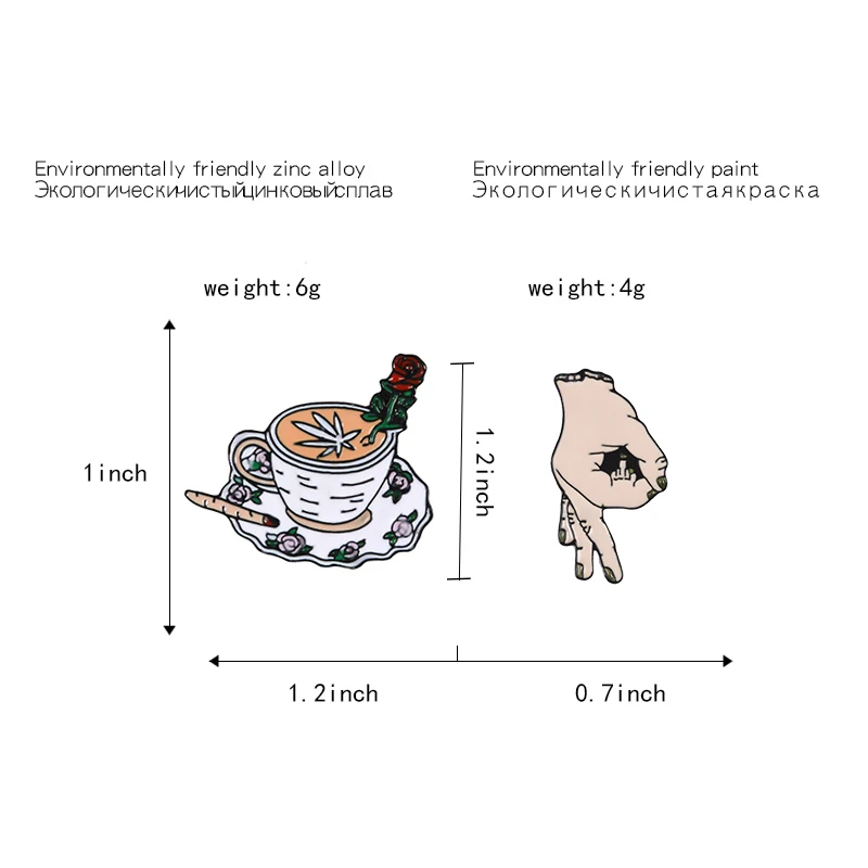 2 шт./компл. кофе ок мягкая эмаль броши роза цветок сигареты булавки для одежды