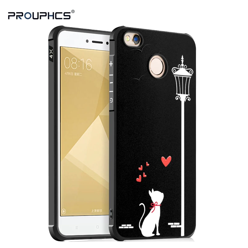 Prouphcs For Xiaomi Redmi 4X Case 3D Stereo Relief Painting for Full Protective Shockproof TPU Fundas |